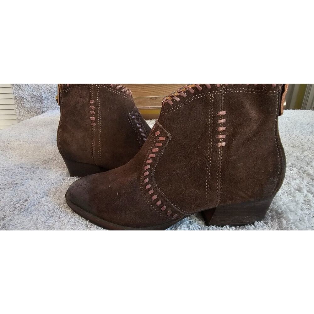BUSSOLA Brown Suede Whipstitch Leather Chelsea Boots Women's Size EU 36‎ US 6